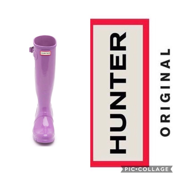 Hunter Shoes - Hunter High Gloss Waterproof Boot In Thistle